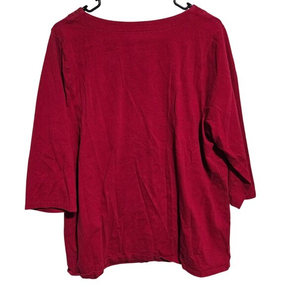 Lane Bryant Red Beaded Scoop Neck Top Womens Plus Size 18 20 Holiday Blouse - Picture 2 of 5